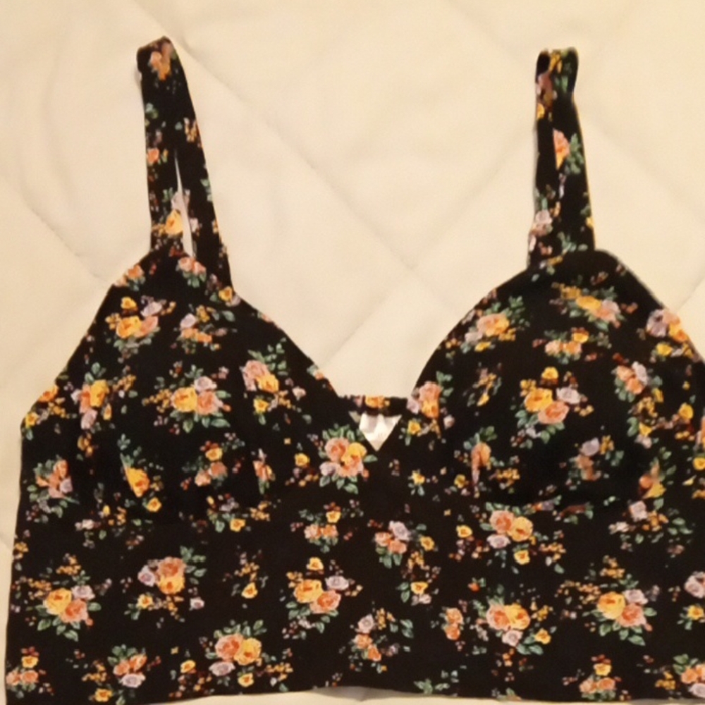 No Boundaries Floral Black Tank Top
